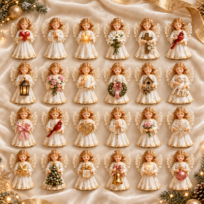 Collection of 24 miniature angel Christmas ornaments